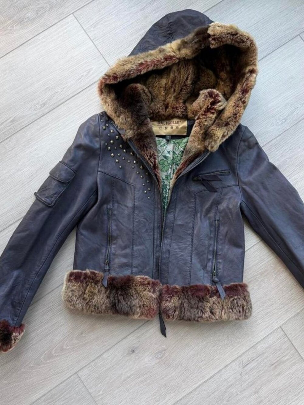 Y2K Balmain Fur Jacket with Floral Print